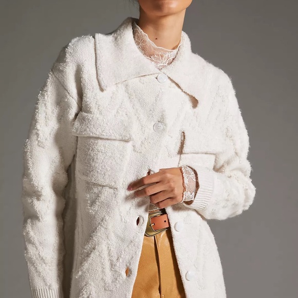 anthropology Flat White Sweater Coat - Picture 4 of 5